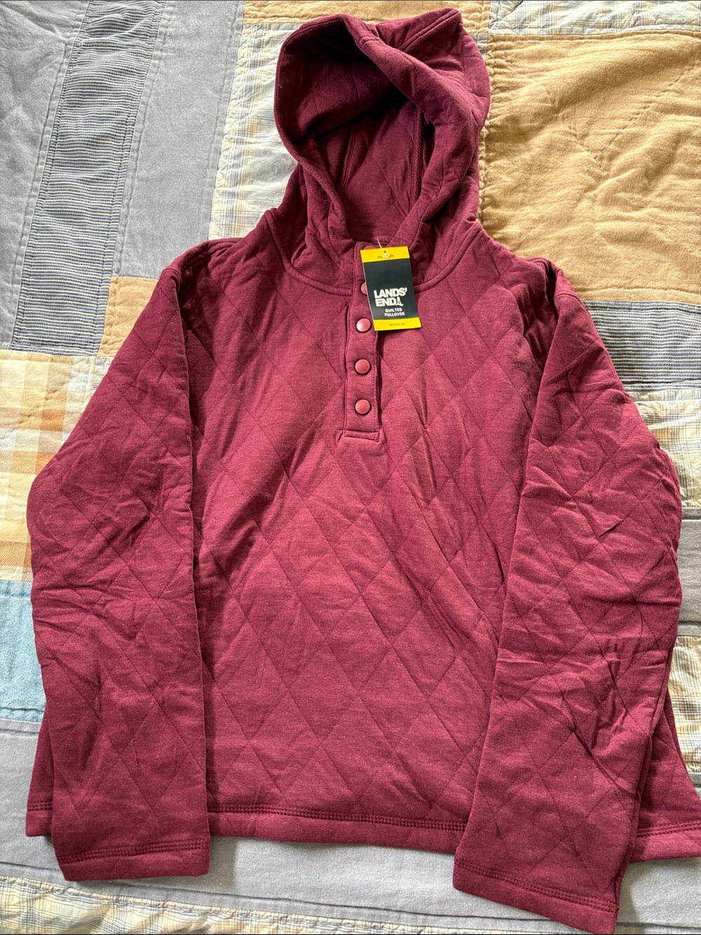 Brand new women’s Lands’ End quilted pullover hoodie